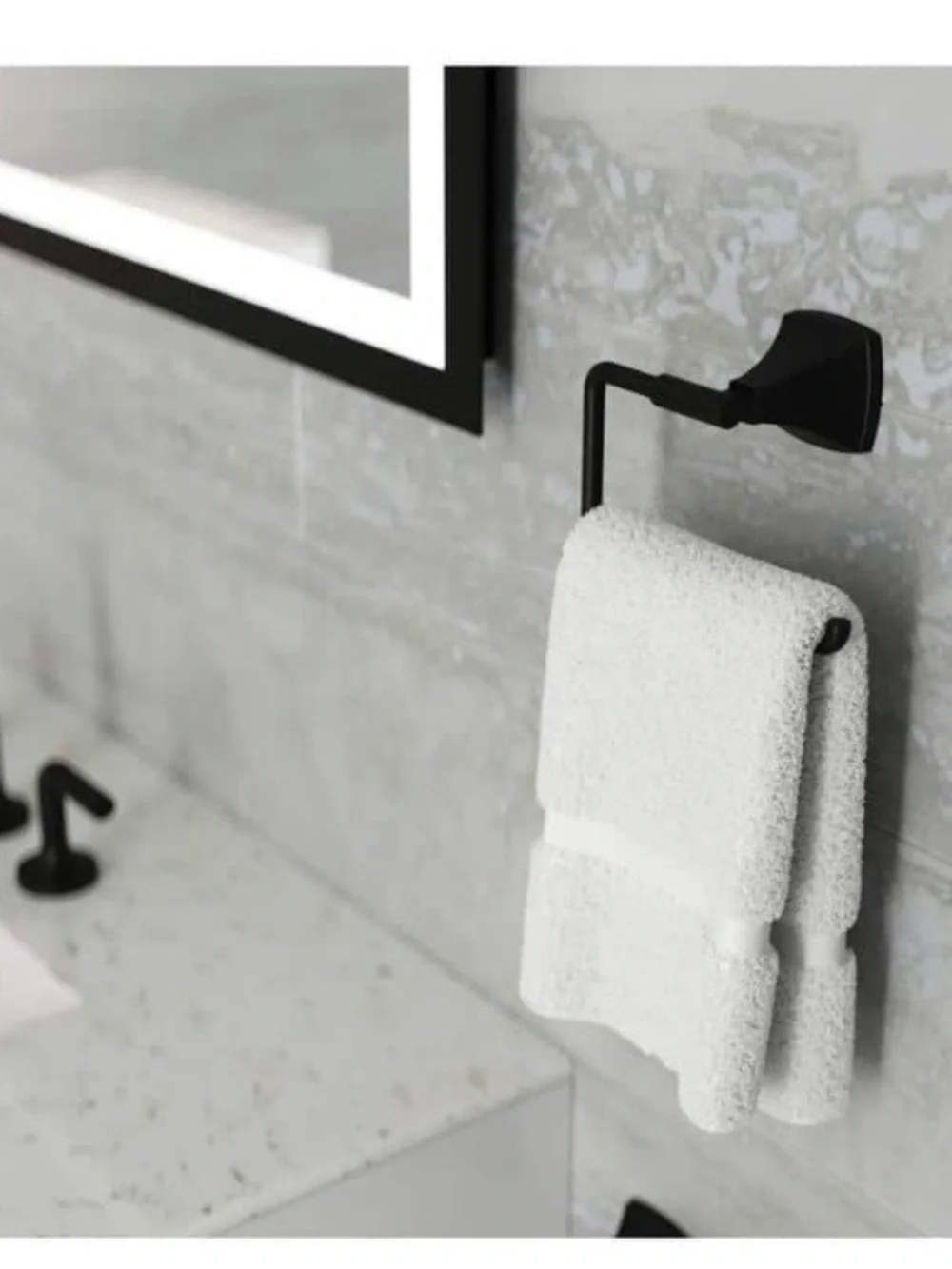 New Pfister Bellance Matte Black Towel ring holder